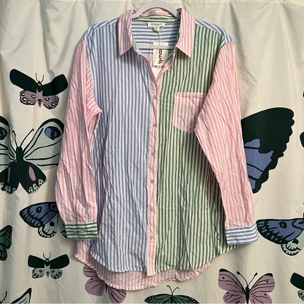 Striped swim cover up